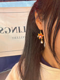 Maple Leaf Earrings with Pearl (Orange)