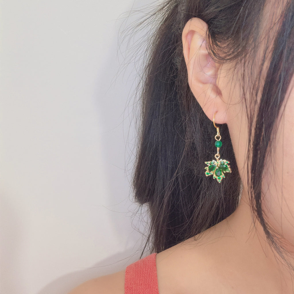 Maple Leaf Earrings (Green)