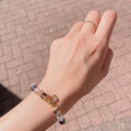 Beaded Bracelet — Black Quartz and Clear Quartz (Gold)