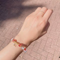Beaded Bracelet —  Agate and Clear Quartz (Gold)