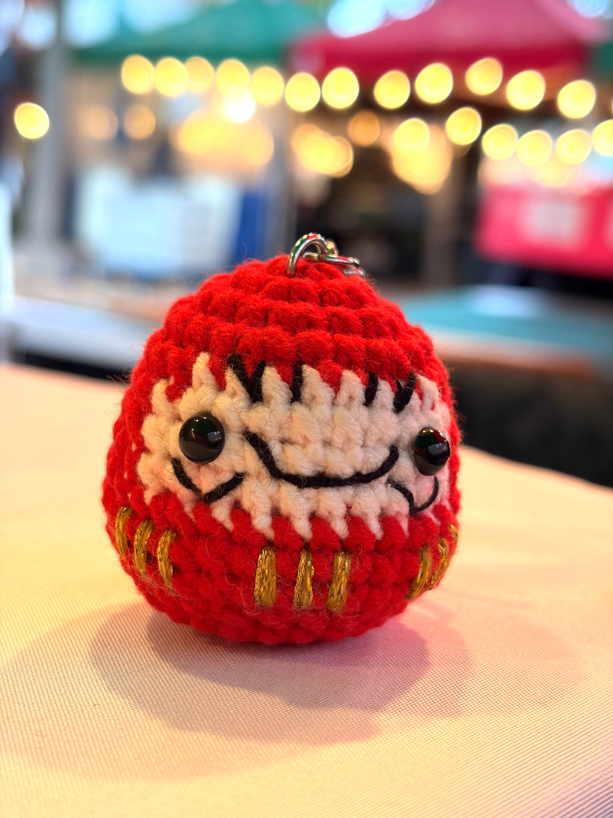 Crochet Daruma Keychain (Red)